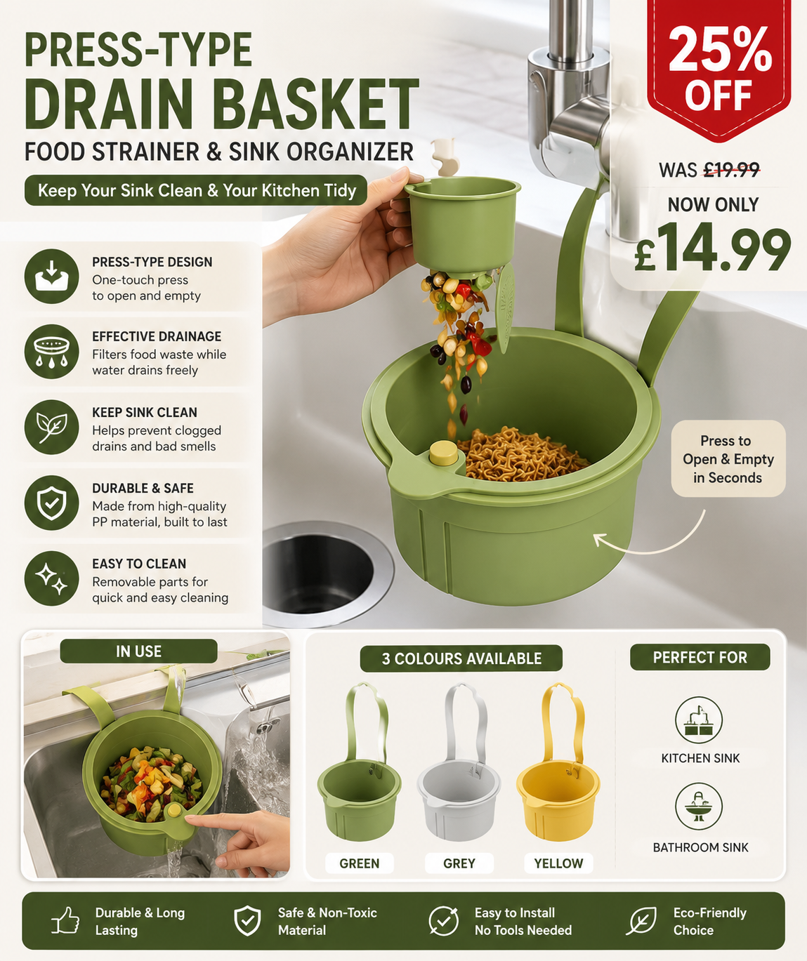 Food Strainer & Sink Organizer